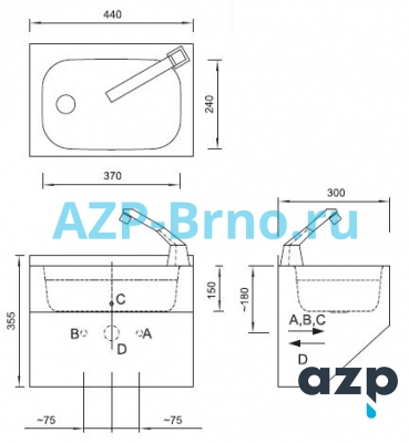 Раковина из нержавеющей стали AUM 016 AZP Brno Чехия (фото, схема) Раковина из нержавеющей стали AUM 016 AZP Brno Чехия (фото, схема)